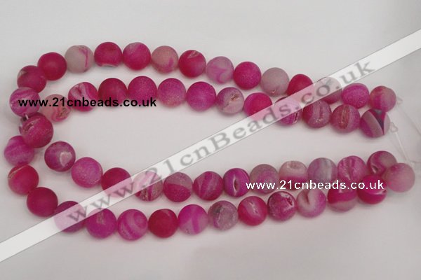 CAG1861 15.5 inches 14mm round matte druzy agate beads whholesale