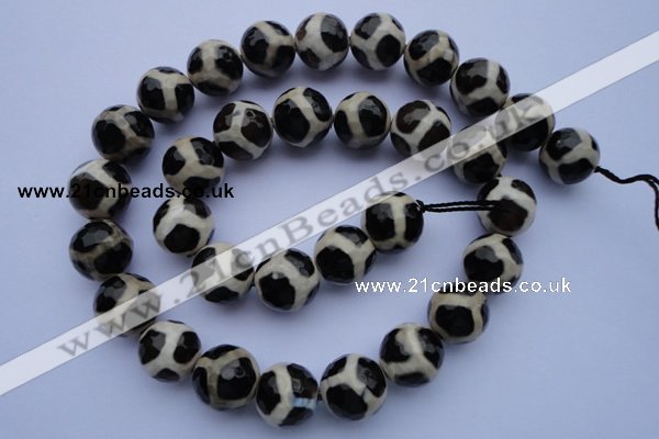 CAG1871 15.5 inches 8mm faceted round tibetan agate beads wholesale