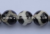 CAG1872 15.5 inches 10mm faceted round tibetan agate beads wholesale