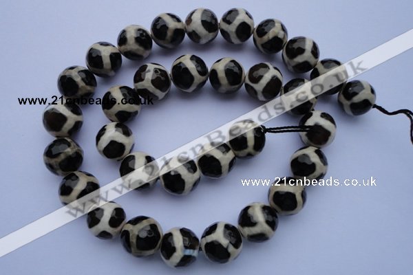 CAG1872 15.5 inches 10mm faceted round tibetan agate beads wholesale