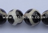 CAG1873 15.5 inches 12mm faceted round tibetan agate beads wholesale