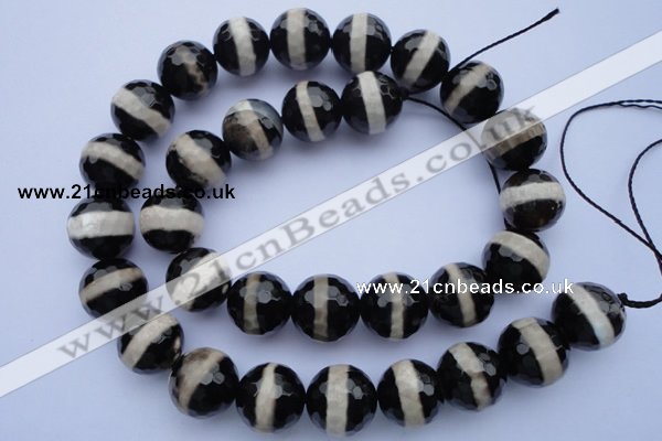 CAG1880 15.5 inches 10mm faceted round tibetan agate beads wholesale