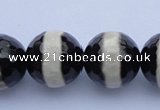 CAG1881 15.5 inches 12mm faceted round tibetan agate beads wholesale