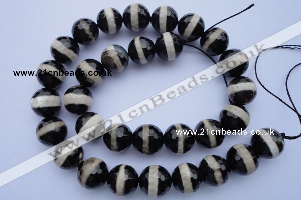 CAG1882 15.5 inches 14mm faceted round tibetan agate beads wholesale