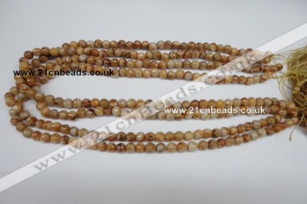 CAG1885 15.5 inches 6mm faceted round lemon crazy lace agate beads