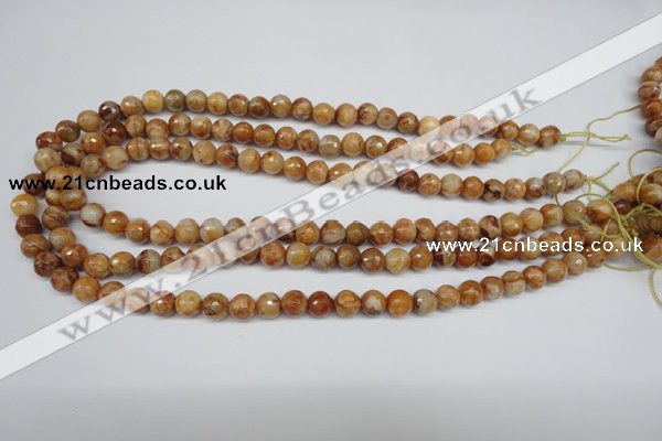 CAG1886 15.5 inches 8mm faceted round lemon crazy lace agate beads