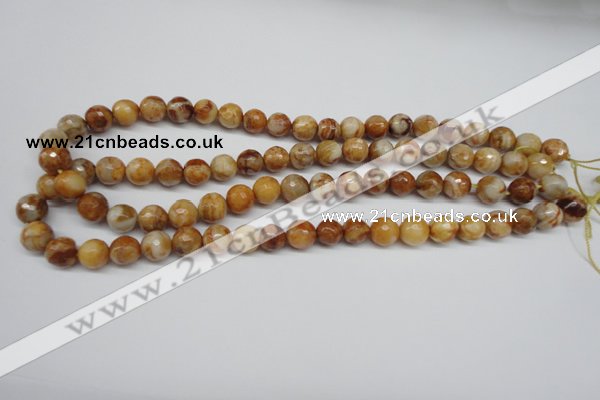 CAG1887 15.5 inches 10mm faceted round lemon crazy lace agate beads