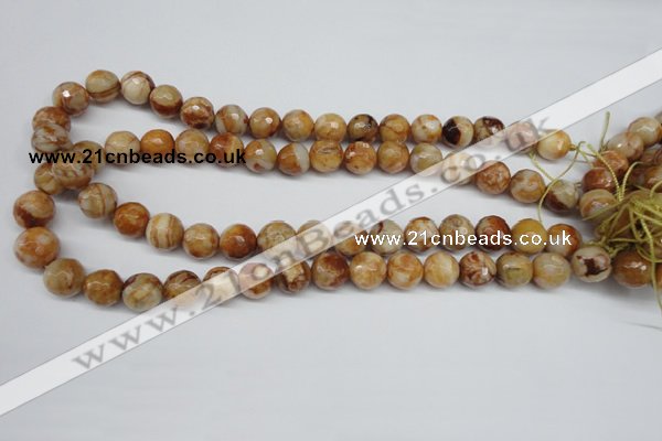 CAG1888 15.5 inches 12mm faceted round lemon crazy lace agate beads