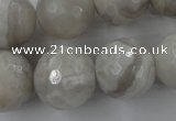 CAG1910 15.5 inches 18mm faceted round grey agate beads wholesale