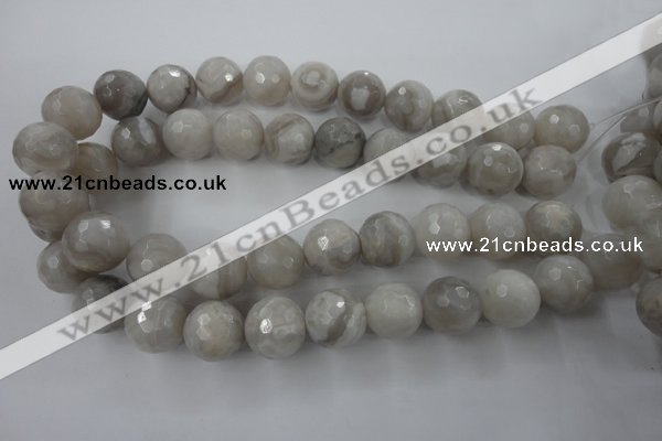 CAG1910 15.5 inches 18mm faceted round grey agate beads wholesale