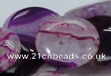 CAG201 15.5 inches 30mm flat round purple agate gemstone beads