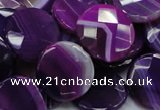 CAG203 15.5 inches 20mm faceted coin purple agate gemstone beads