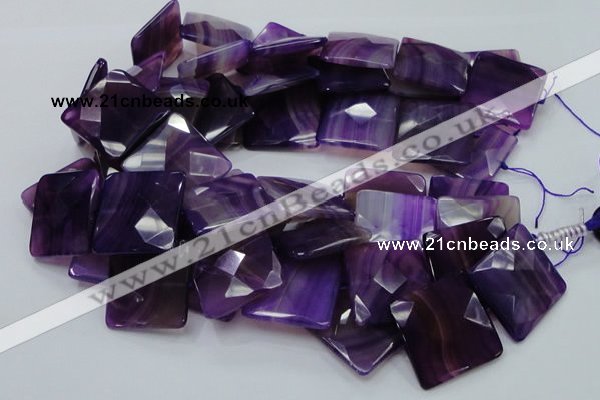 CAG207 15.5 inches 30*30mm faceted square purple agate beads