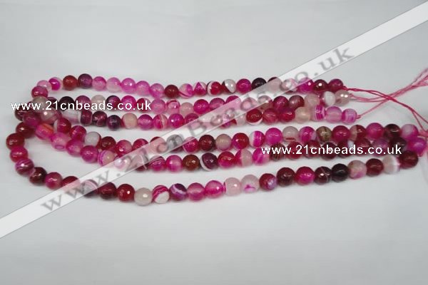 CAG2085 15.5 inches 6mm faceted round fuchsia line agate beads