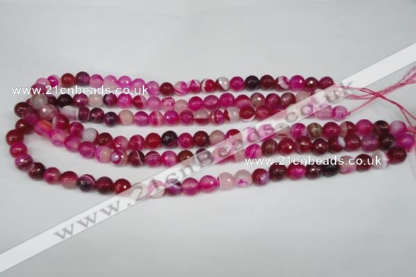 CAG2086 15.5 inches 8mm faceted round fuchsia line agate beads