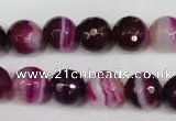 CAG2087 15.5 inches 10mm faceted round fuchsia line agate beads