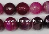 CAG2089 15.5 inches 14mm faceted round fuchsia line agate beads