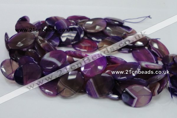 CAG209 15.5 inches 22*30mm faceted oval purple agate gemstone beads