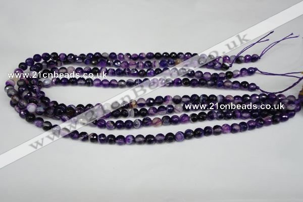 CAG2094 15.5 inches 6mm faceted round purple line agate beads