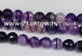 CAG2095 15.5 inches 8mm faceted round purple line agate beads