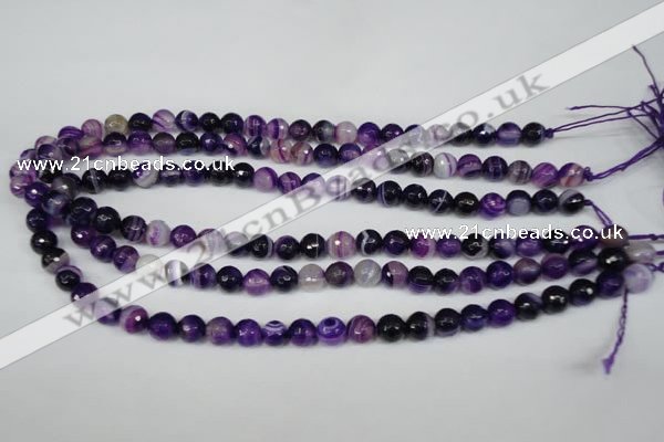 CAG2095 15.5 inches 8mm faceted round purple line agate beads