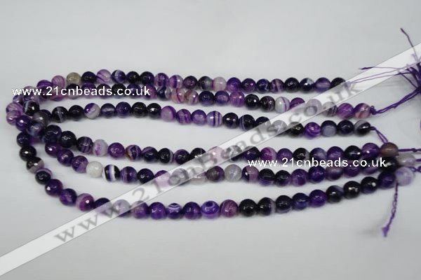 CAG2096 15.5 inches 10mm faceted round purple line agate beads