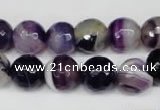 CAG2097 15.5 inches 12mm faceted round purple line agate beads