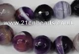 CAG2098 15.5 inches 14mm faceted round purple line agate beads