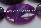 CAG210 15.5 inches 25*35mm faceted oval purple agate gemstone beads