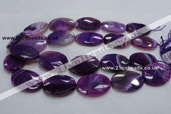 CAG210 15.5 inches 25*35mm faceted oval purple agate gemstone beads