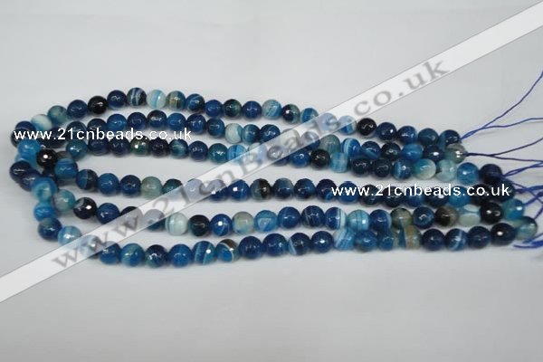 CAG2103 15.5 inches 6mm faceted round blue line agate beads