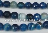 CAG2105 15.5 inches 10mm faceted round blue line agate beads