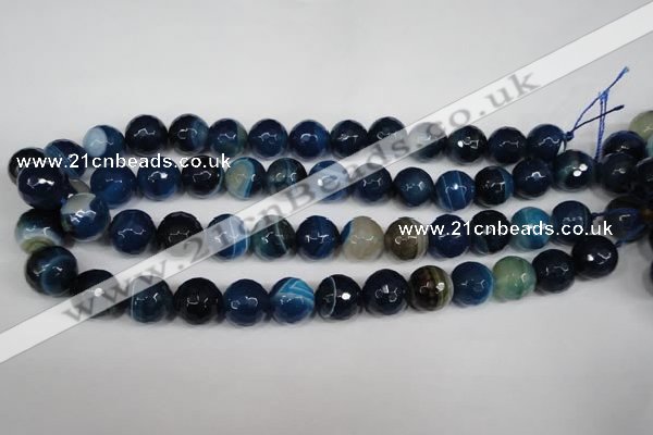 CAG2106 15.5 inches 12mm faceted round blue line agate beads