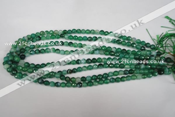 CAG2112 15.5 inches 6mm faceted round green line agate beads