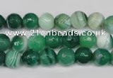 CAG2113 15.5 inches 8mm faceted round green line agate beads