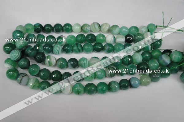 CAG2113 15.5 inches 8mm faceted round green line agate beads