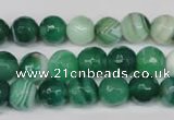 CAG2114 15.5 inches 10mm faceted round green line agate beads