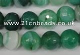 CAG2116 15.5 inches 14mm faceted round green line agate beads