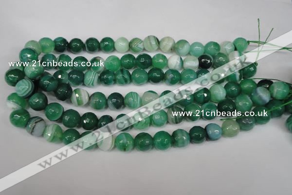 CAG2116 15.5 inches 14mm faceted round green line agate beads