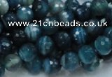 CAG214 15.5 inches 8mm faceted round blue agate gemstone beads