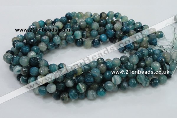 CAG215 15.5 inches 10mm faceted round blue agate gemstone beads