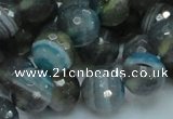 CAG216 15.5 inches 12mm faceted round blue agate gemstone beads