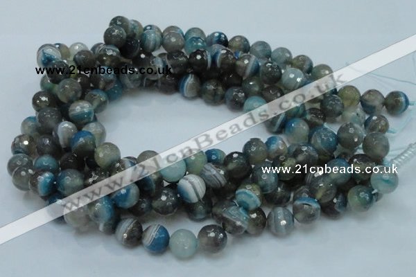 CAG216 15.5 inches 12mm faceted round blue agate gemstone beads