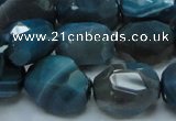 CAG217 15.5 inches 15*20mm faceted nugget blue agate gemstone beads