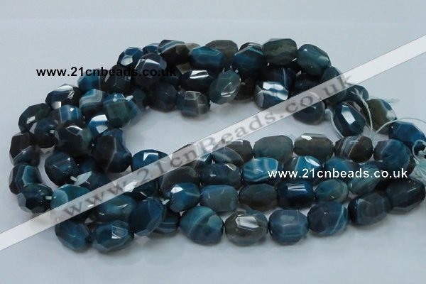 CAG217 15.5 inches 15*20mm faceted nugget blue agate gemstone beads