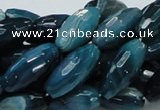 CAG218 15.5 inches 10*20mm faceted rice blue agate gemstone beads