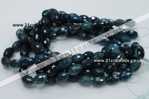 CAG219 15.5 inches 13*18mm faceted rice blue agate gemstone beads