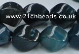 CAG220 15.5 inches 13*18mm twisted blue agate gemstone beads