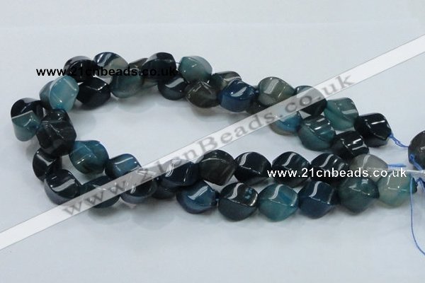 CAG220 15.5 inches 13*18mm twisted blue agate gemstone beads