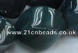 CAG222 15.5 inches 25*35mm twisted blue agate gemstone beads